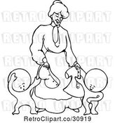 Vector Clip Art of Goops KChildren with a Lady by Prawny Vintage