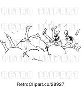 Vector Clip Art of Group of Feet up in the Air Behind Rocks by Prawny Vintage