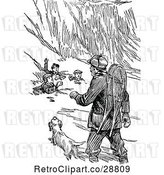 Vector Clip Art of Guy and Dog Helping Boys Caught in an Avalanche by Prawny Vintage