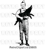 Vector Clip Art of Guy Carrying a Pig by Prawny Vintage