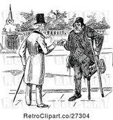 Vector Clip Art of Guy Handing Money to a Fake Beggar by Prawny Vintage