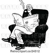 Vector Clip Art of Guy Smoking and Reading the News by Prawny Vintage
