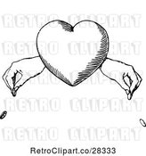Vector Clip Art of Heart and Hands Dropping Coins by Prawny Vintage