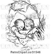 Vector Clip Art of KChildren Sleeping and Hugging by Prawny Vintage