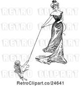 Vector Clip Art of Lady and Cupid Playing Tug of War by Prawny Vintage
