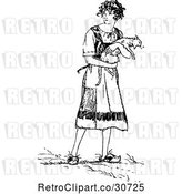 Vector Clip Art of Lady Carrying a Cat by Prawny Vintage