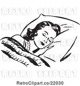 Vector Clip Art of Lady Sleeping Against a Fluffy Pillow by BestVector