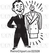 Vector Clip Art of Male Personal Shopper Holding a Business Dress Suit by BestVector