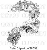 Vector Clip Art of Medieval Hillside City and Soldiers by Prawny Vintage