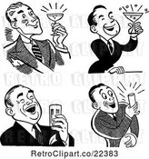 Vector Clip Art of Men Laughing and Holding Beers or Cocktails by BestVector