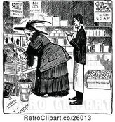 Vector Clip Art of Merchant and Shopping Lady by Prawny Vintage
