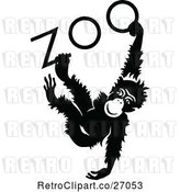 Vector Clip Art of Monkey Hanging from Zoo by Prawny Vintage