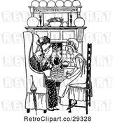 Vector Clip Art of Mother and Daughter by a Fireplace by Prawny Vintage