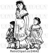Vector Clip Art of Mother and Daughters by Prawny Vintage