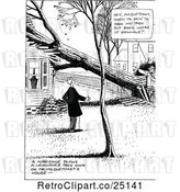 Vector Clip Art of Neighbors Talking over a Fallen Tree by Prawny Vintage