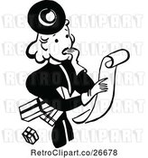 Vector Clip Art of Nervous Lady Looking at a List or Bill by Prawny Vintage