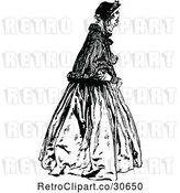 Vector Clip Art of Old Lady with a Cane by Prawny Vintage