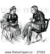 Vector Clip Art of Older Retro Man and Woman Talking by Prawny Vintage