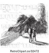 Vector Clip Art of People by Castle Ruins in by Picsburg