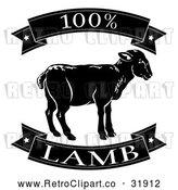 Vector Clip Art of Retro 100 Percent Lamb Food Banners by AtStockIllustration