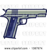 Vector Clip Art of Retro 1911 Semi Automatic Pistol by Patrimonio