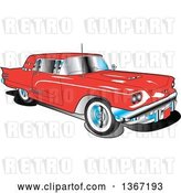 Vector Clip Art of Retro 1960 Red Ford Thunderbird Car by Andy Nortnik