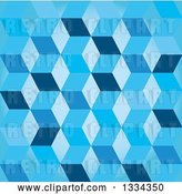 Vector Clip Art of Retro 3d Seamless Geometric Background of Cubes in Blue by Michaeltravers
