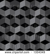 Vector Clip Art of Retro 3d Seamless Geometric Background of Cubes in Grayscale by Michaeltravers