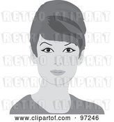Vector Clip Art of Retro 60s Styled Grayscale Lady with Beehive Hair by Pams Clipart