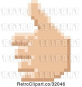 Vector Clip Art of Retro 8 Bit Pixel Art Styled Hand Giving a Thumb up by AtStockIllustration