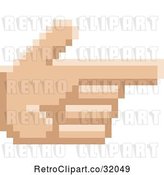 Vector Clip Art of Retro 8 Bit Pixel Art Styled Hand Pointed like a Gun by AtStockIllustration