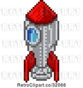 Vector Clip Art of Retro 8 Bit Pixel Art Video Game Styled Rocket by AtStockIllustration