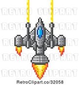 Vector Clip Art of Retro 8 Bit Pixel Art Video Game Styled Spaceship by AtStockIllustration