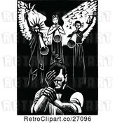 Vector Clip Art of Retro Abraham Lincoln Under Angels by Prawny Vintage