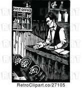 Vector Clip Art of Retro Abraham Lincoln Working at His General Store by Prawny Vintage