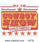Vector Clip Art of Retro Advertisement for a World Famous Cowboy Show with Stars by Andy Nortnik