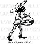 Vector Clip Art of Retro African Boy Carrying a Jug by Prawny Vintage