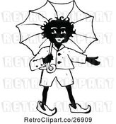 Vector Clip Art of Retro African Boy with an Umbrella by Prawny Vintage
