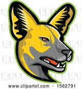 Vector Clip Art of Retro African Wild Dog Mascot Head Facing Right by Patrimonio