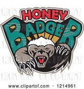 Vector Clip Art of Retro Aggressive Honey Badger Mascot with Text by Patrimonio