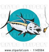 Vector Clip Art of Retro Albacore Tuna Fish Chasing a Lure 1 by Patrimonio