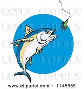Vector Clip Art of Retro Albacore Tuna Fish Chasing a Lure 2 by Patrimonio