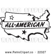 Vector Clip Art of Retro All American Banner over a Map by BestVector