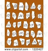 Vector Clip Art of Retro Alphabet Letters on Torn Paper over Brown by Vector Tradition SM