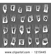 Vector Clip Art of Retro Alphabet Letters on Torn Paper over Gray by Vector Tradition SM