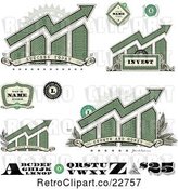Vector Clip Art of Retro American Dollar Themed Bar Graphs, Labels Numbers and Letters by BestVector