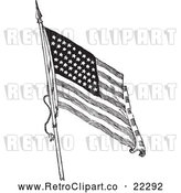 Vector Clip Art of Retro American Flag Waving - 1 by BestVector