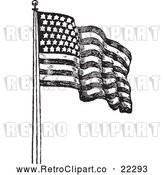 Vector Clip Art of Retro American Flag Waving - 2 by BestVector
