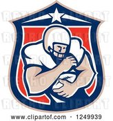 Vector Clip Art of Retro American Football Player Guy in a Shield by Patrimonio