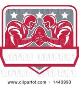 Vector Clip Art of Retro American Football Super Bowl LI Players Holding a Ball in Red White and Gray by Patrimonio